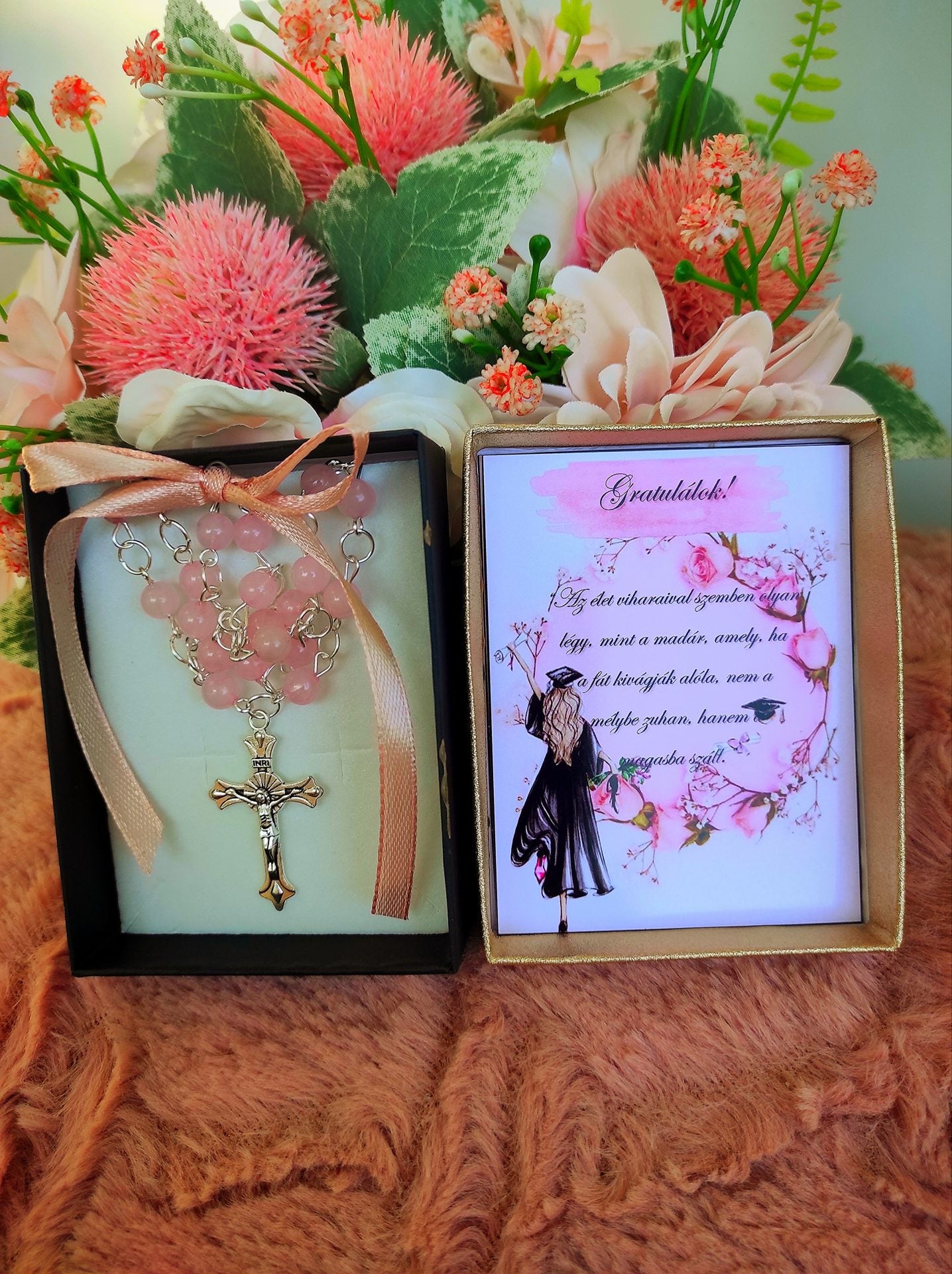 Ballagásra szerencse rózsafüzér